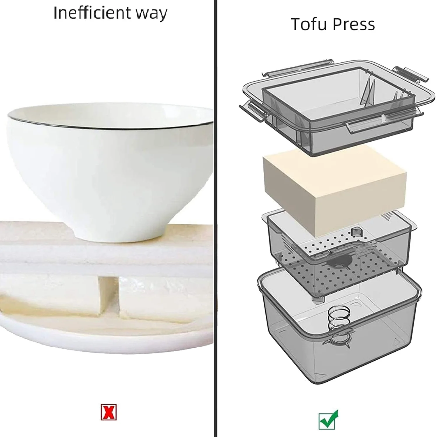 DIY Plastic Tofu Press Mold Homemade Tofu Mold Soybean Curd Making with Cheese Cloth Kitchen Cooking Gray