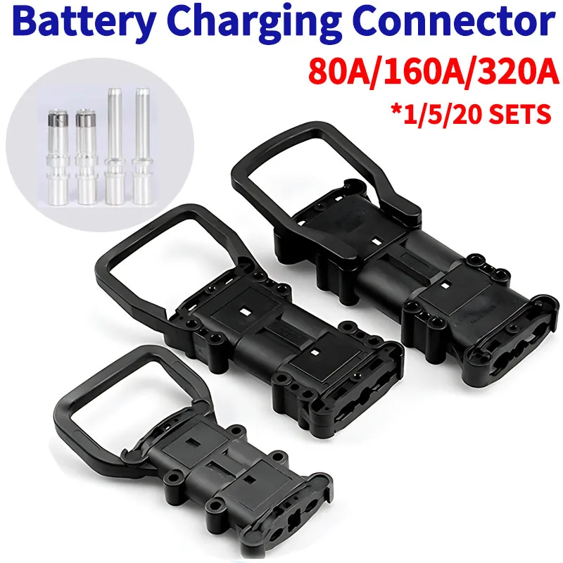 Conector de Carregamento de Bateria de Empilhadeira tipo Rema Plugue Macho e Fêmea Alta Potência Alta Corrente Conexão de Carregamento 80a 160a 320a 20 Conjuntos
