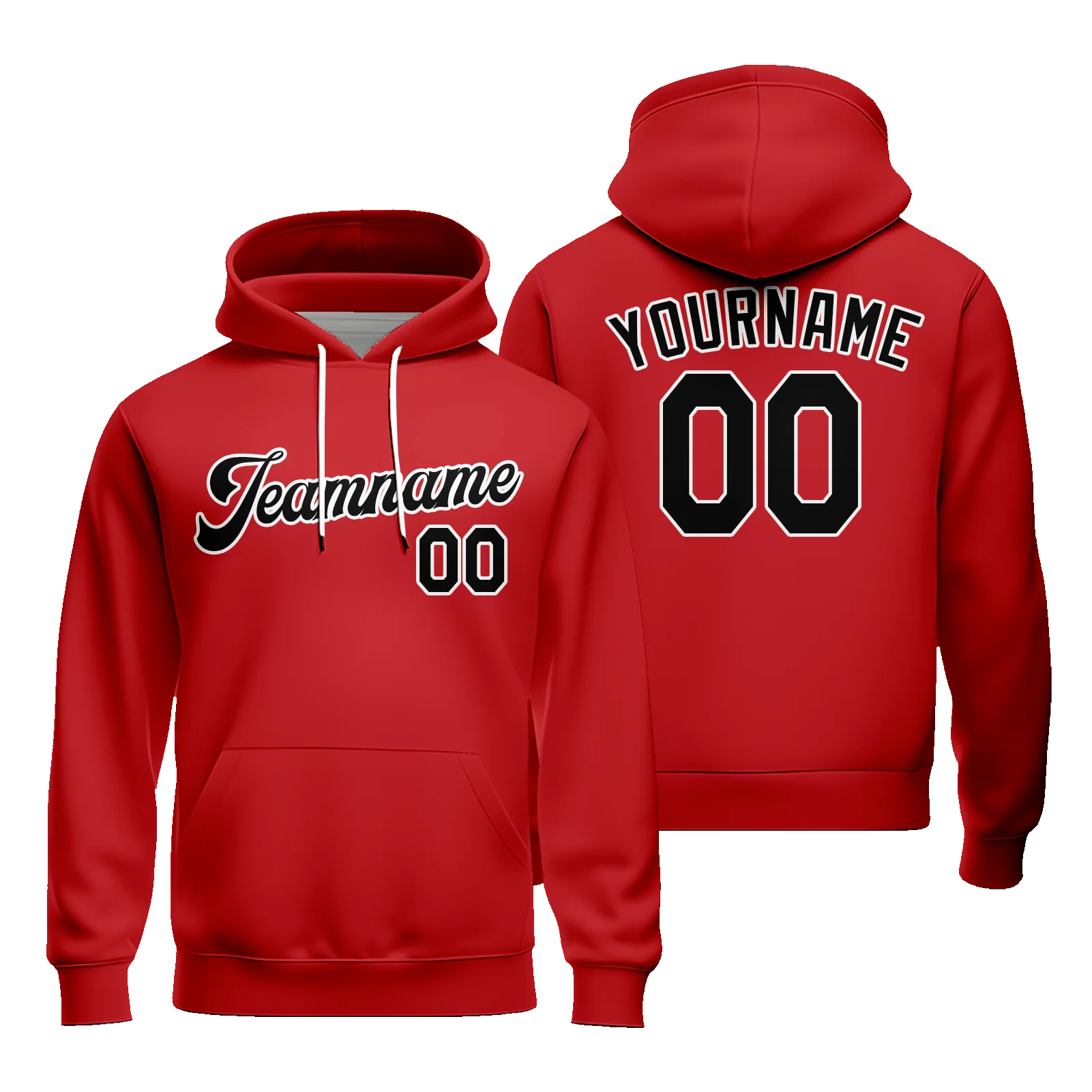 Solid Color Unisex Baseball Hoodies Sublimation with Team Name Number Pullover Hooded