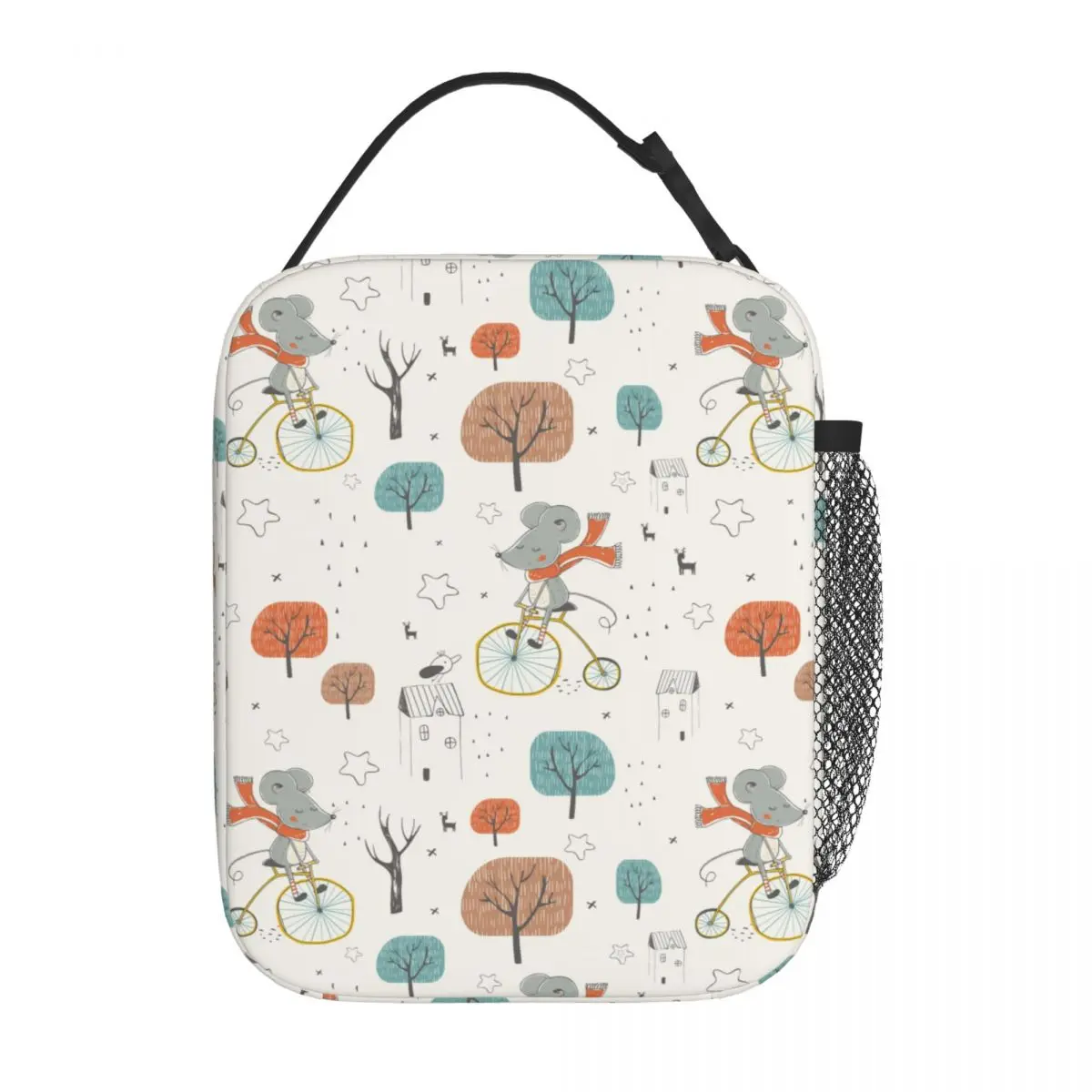 

Insulated Lunch Bag Cute Little Mouse Riding On Bicycle Merch Storage Food Box Unique Design Thermal Cooler Bento Box For School