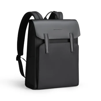 Mark Ryden Classic Business Work Black Leather Backpack 15.6 Inch Laptop Waterproof Bag School Bags Business bacbackpack for men 1