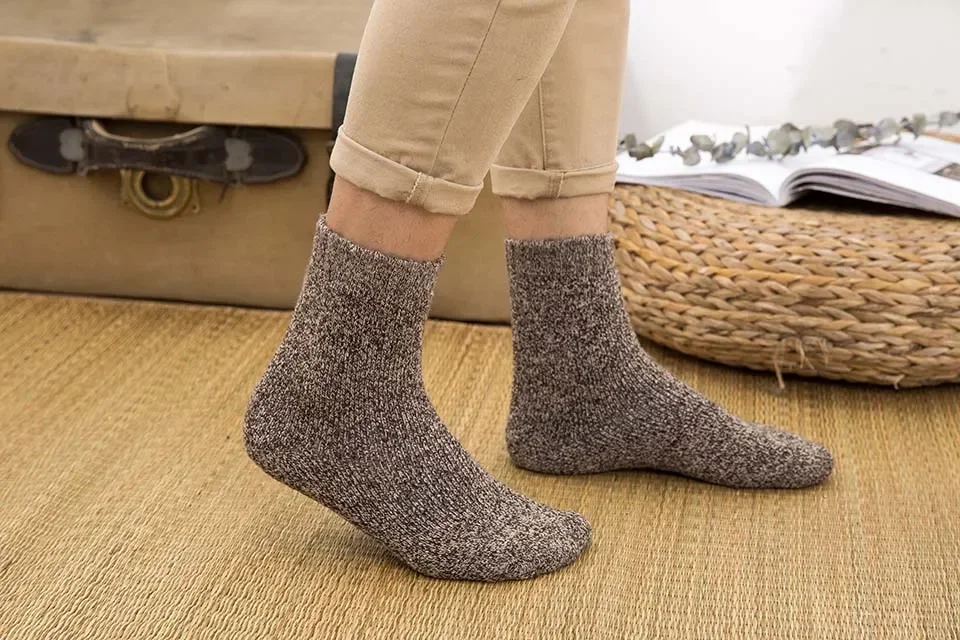 Mens Winter Merino Wool Socks - Thick Warm Cashmere 3 Pair Set