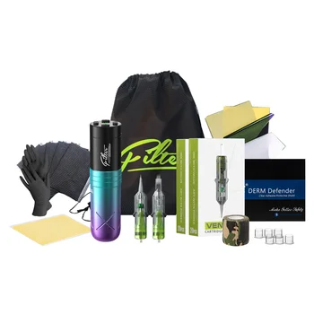 Filtro TORA Cartuccia wireless Macchina per tatuaggi Penna Kit per tatuaggi Batteria di alimentazione wireless 1600mAh LED per aghi per tatuaggio a cartuccia