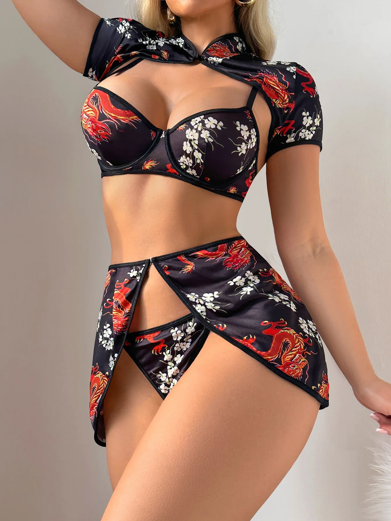 Women's New Sexy Uniform Sexy Hot Series Ethnic Style Pattern Skirt Sets Pure Desire Casaul Short Sleeved Skirt Sets Charm 24PB