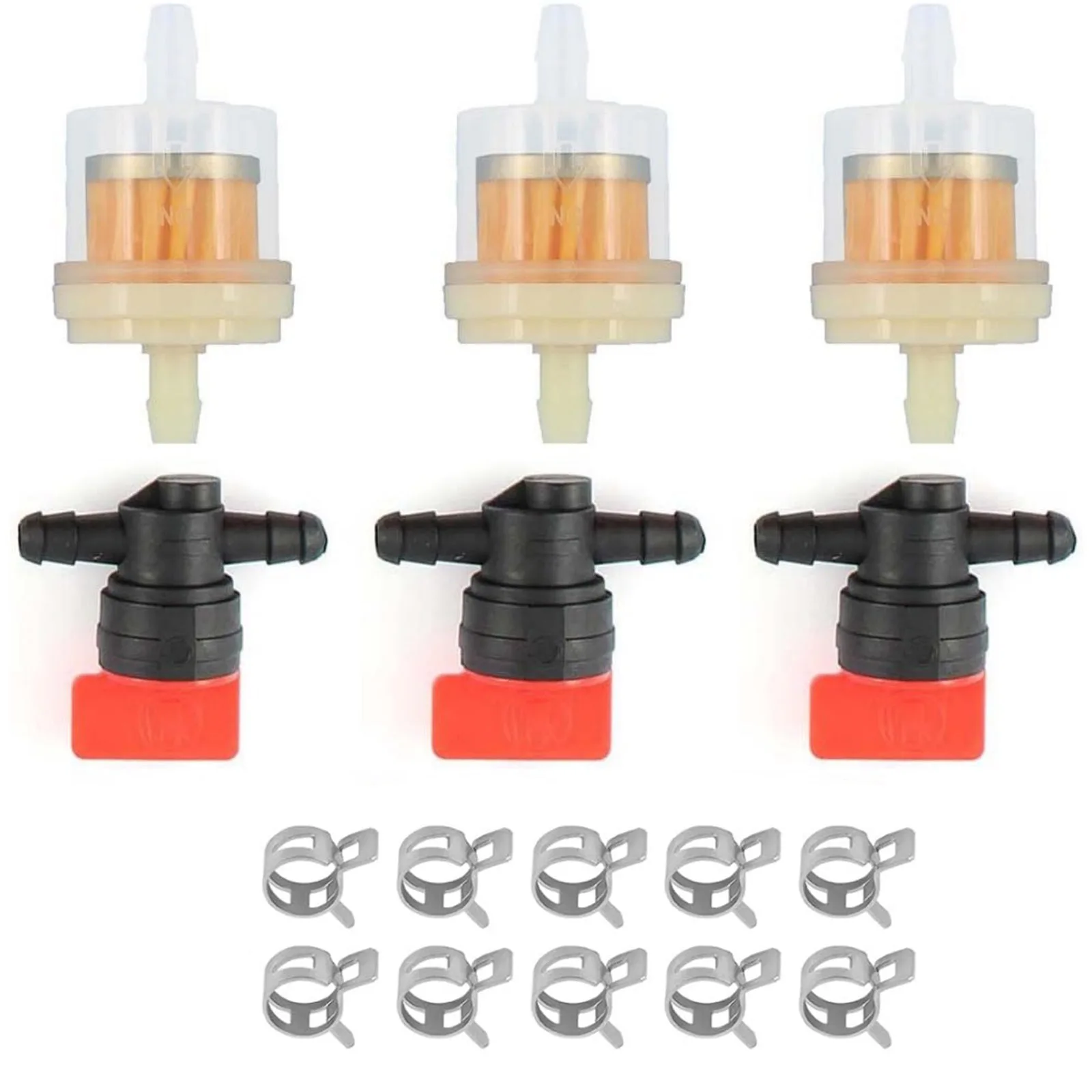 3 Pack 494768 698183 Fuel Filter Inline Fuel Shut Off Valve Clamps Kit ...