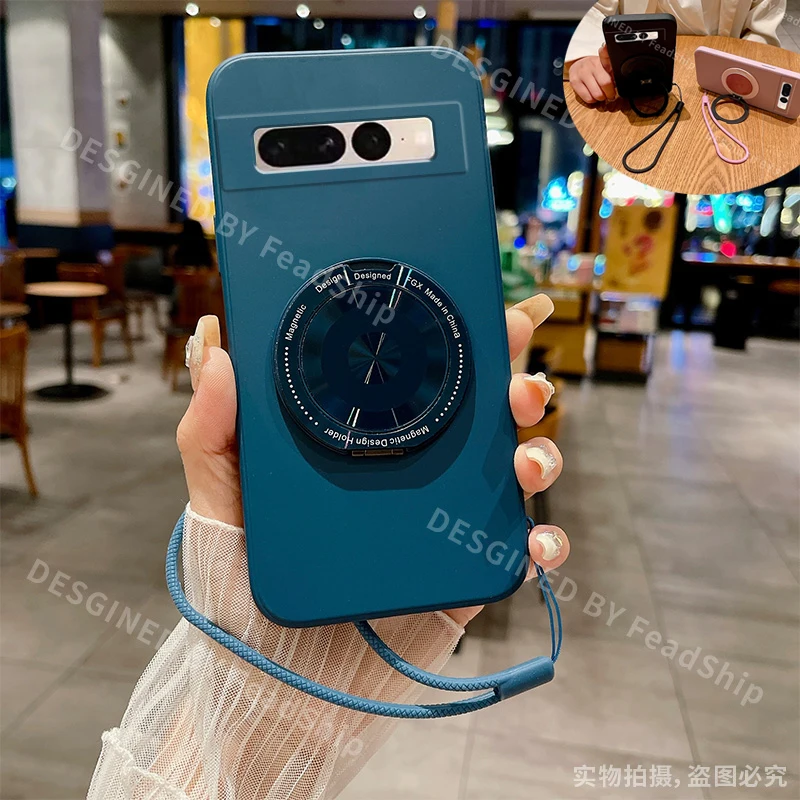 Magnetic Silicone Phone Case with Holder Bracket and Screen Protector Film