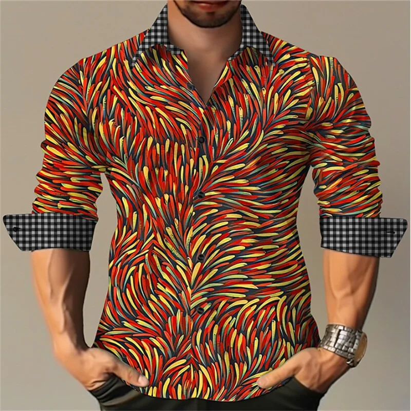 Men's Long Sleeve Button Shirt Fashion Luxury New Designer Design Apparel Music Flower HD Pattern Soft and Comfortable