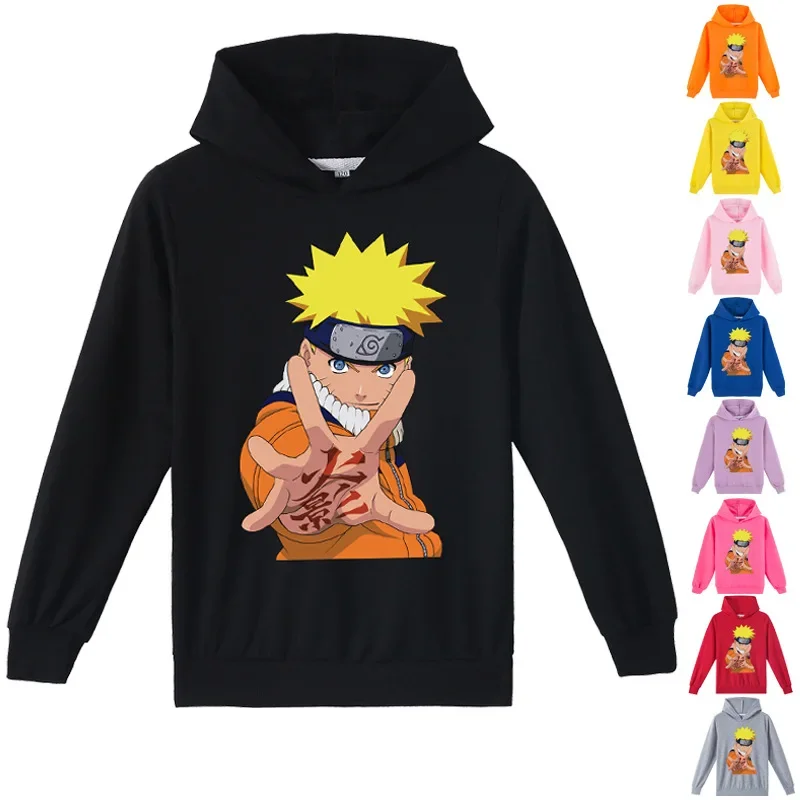 

Новинка осенне-зимняя детская одежда Naruto для больших мальчиков и девочек свободные популярные толстовки с мультяшным принтом свитшоты Топы