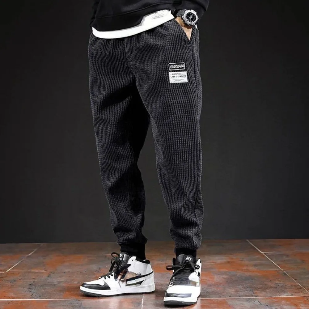 Men's Solid Color Baggy Corduroy Pants 2023 Spring Fashion Streetwear Corduroy Pants Men Cargo Pants Loose Casual Trousers Men