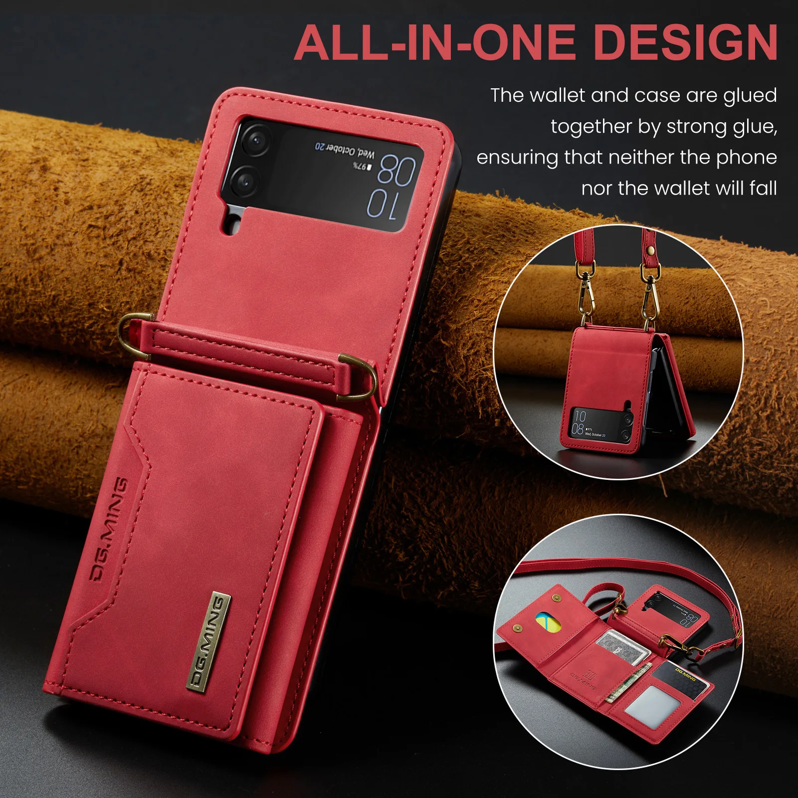 

for samsung flip 4 Card Holder Best Protection Case for Samsung Galaxy Z Flip4 Flip 4 Leather Phone Strap Wallet Cases