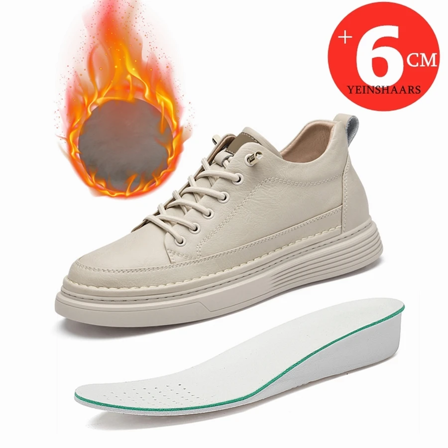 

Winter/Spring Men 6cm Elevator Shoes Casual Men Sneakers Cow Split Leather Leisure Designer Shoes Height Increase Taller Shoes