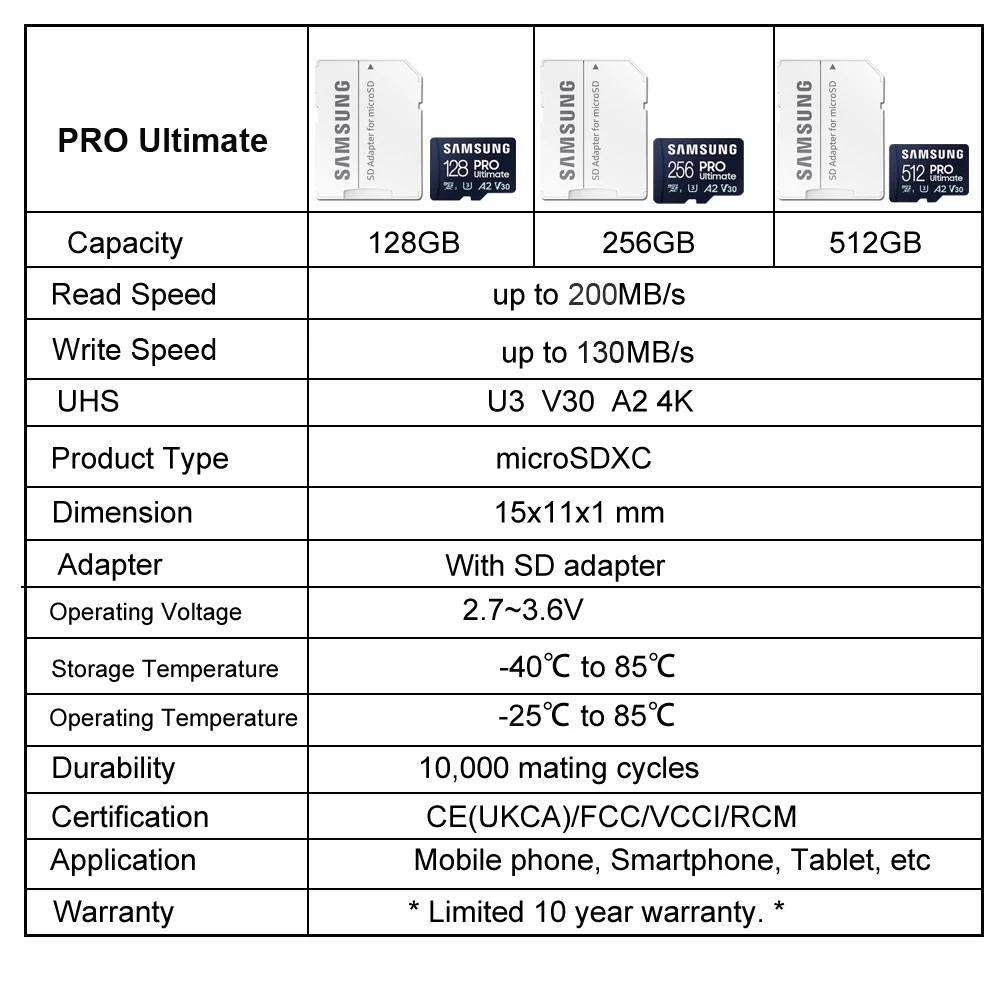 Cartão de Memória SAMSUNG-Evo Plus, 512GB, 256GB, 128GB, U3, Cartão Micro SD 4K, 64GB, 32GB, U1, SDHC, UHS-I, C10, TF, trans Flash Microsd