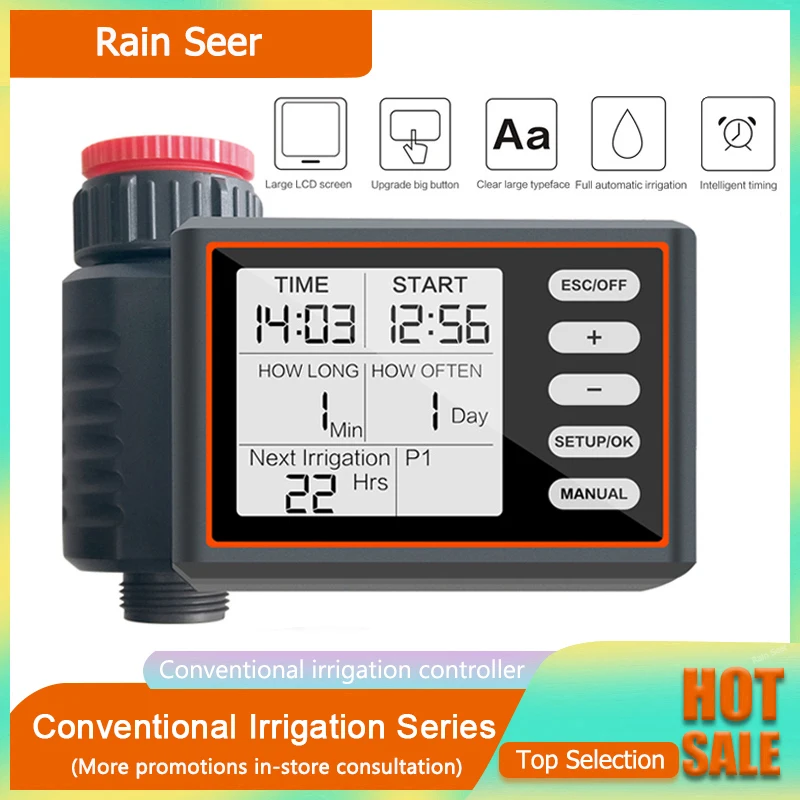 

Rain Seer New Garden Water Timer LCD Display Automatic Electronic Watering Timer Waterproof IP65 irrigation Controller System