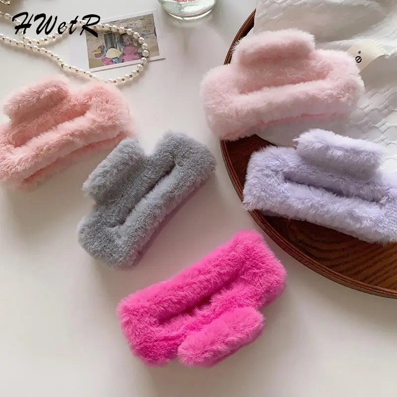 

Elegant Large Girls Plush Hair Claws Hair Clips Headwear Large Size Hairpin Crab Barrette Fashion Ornament Hair Accessories