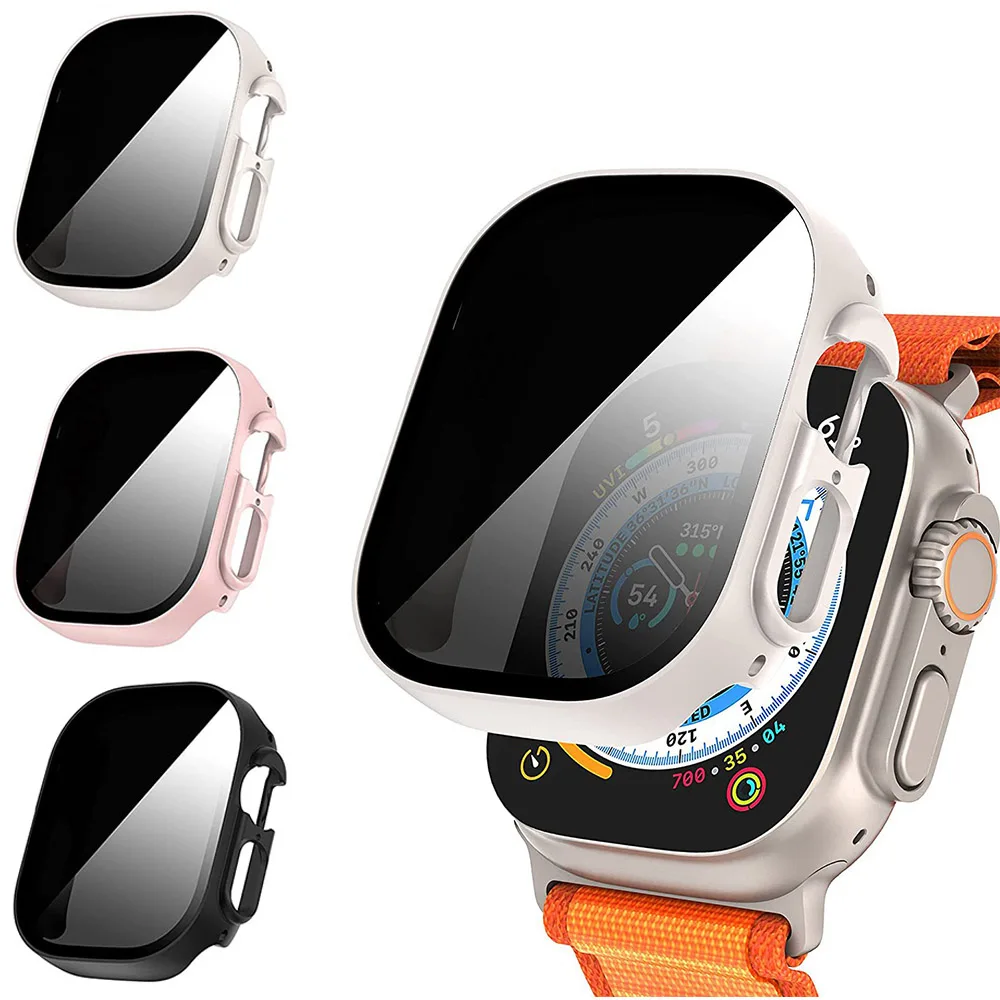 

Anti-Spy Screen Protector for Apple Watch 49mm 44mm 40mm 45mm 41mm case Tempered Glass PC Cover iWatch series 8 9 SE 7 ultra 2