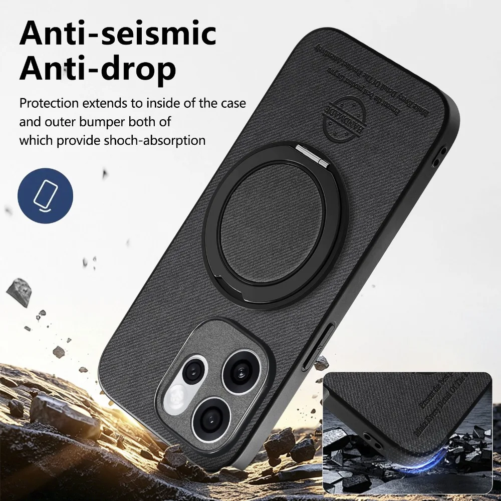 Luxury Leather Case with Rotatable Ring Holder