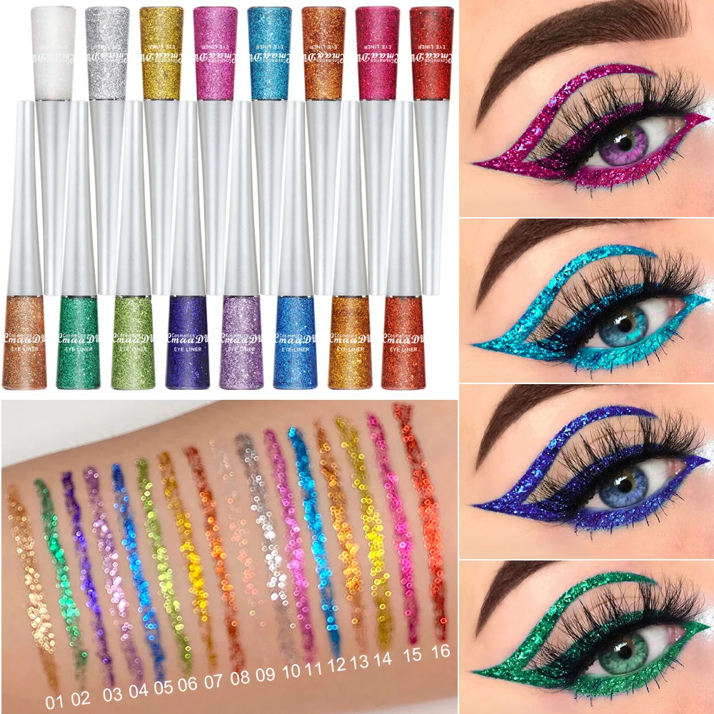 

16 Color Diamond glitter eyeliner pen Shiny Eye Liners Cosmetics for Women Pigment Gel Non-smudge Make Up Cosmetics