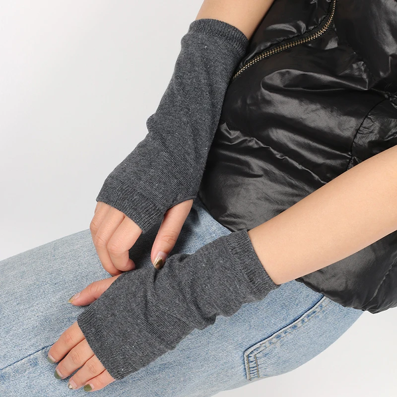 5 Paia Guanti Senza Dita Lunghi Da Donna, A Righe, Foro Pollice, Invernali, Eleganti, Colori Assortiti - 3