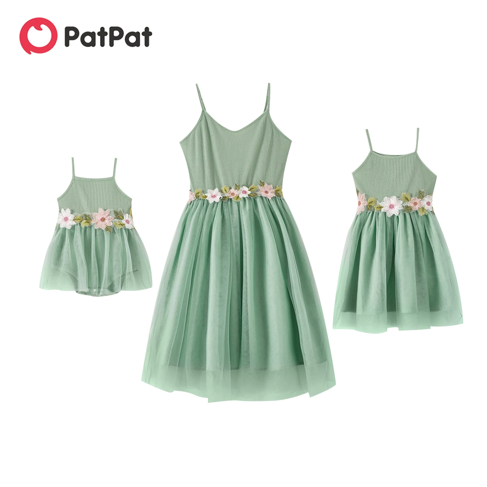 Patpat Mommy And Me Abiti In Rete Cami Ricamati Floreali A Coste In Cotone