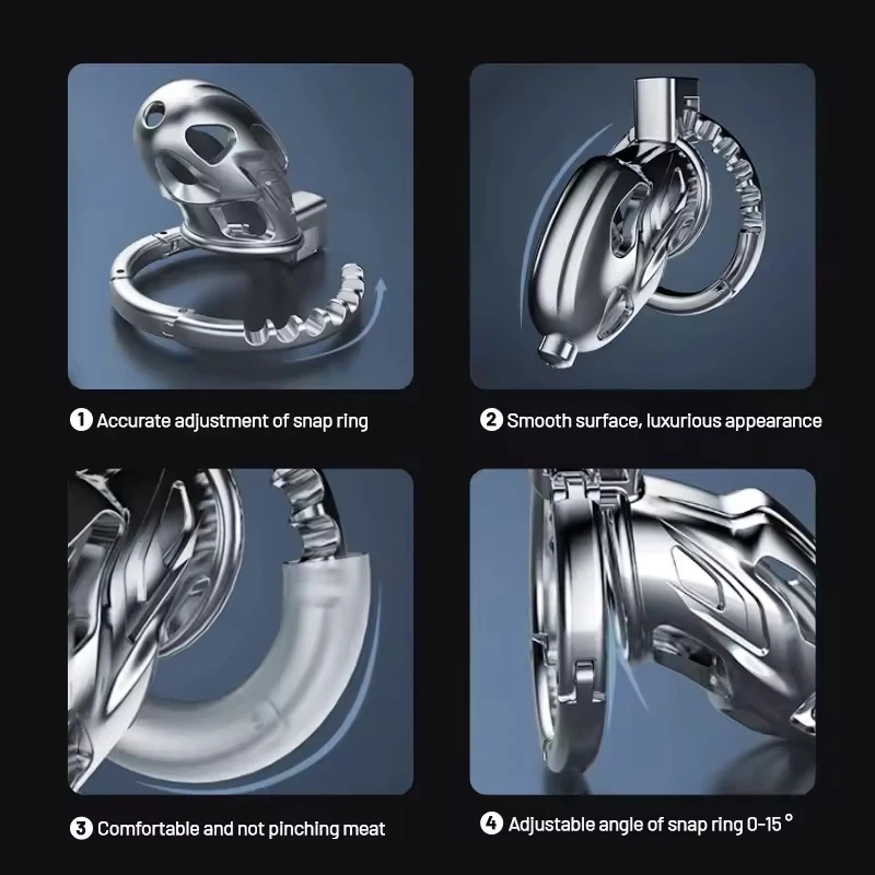 2025 New Upgrade One-Piece Adjustable Snap Ring Metal Chastity Cage Men's CB Cock Cage SM Aluminum Alloy Urethra Lock Device Sex Toys