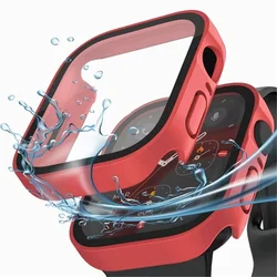 Premium Waterproof Glass Cover & Hard Bumper Case for Apple Watch Accessories (Matte red)