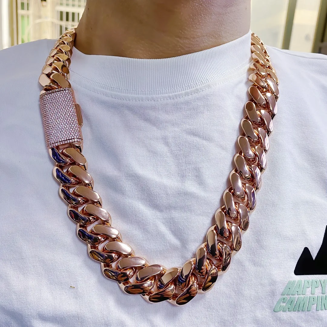 Rose Gold Rapper Cuban Link Chain Thick Rose Gold Cuban Chain