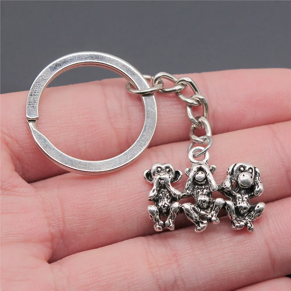 6 oder 15 STÜCK, Antik Silber 3D 3 Wise Monkeys Charm Anhänger