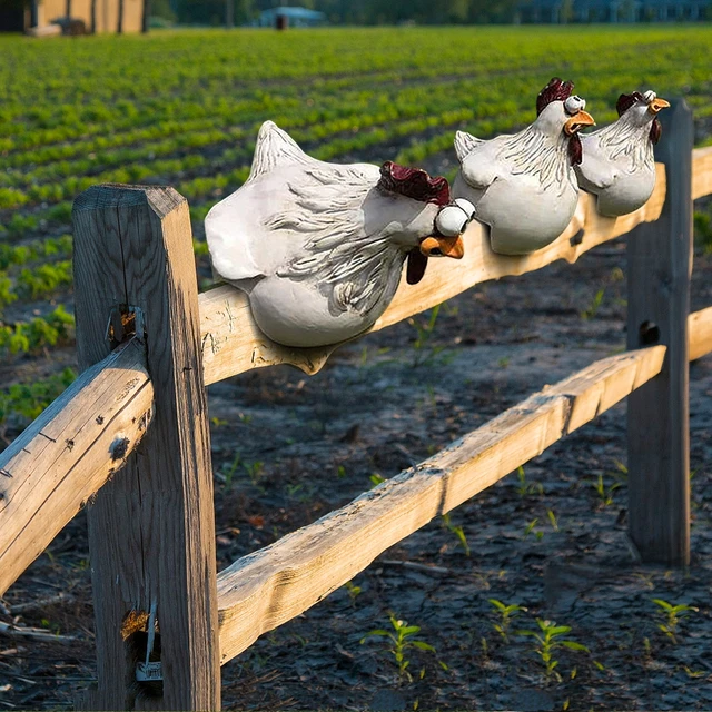 Vicces Csirke Kerítés Dekoráció Szobrok Gyanta Kerti Farm Udvar Tyúk Szobor Művészeti Kézműves Háziasszonyos Otthoni - Image 6
