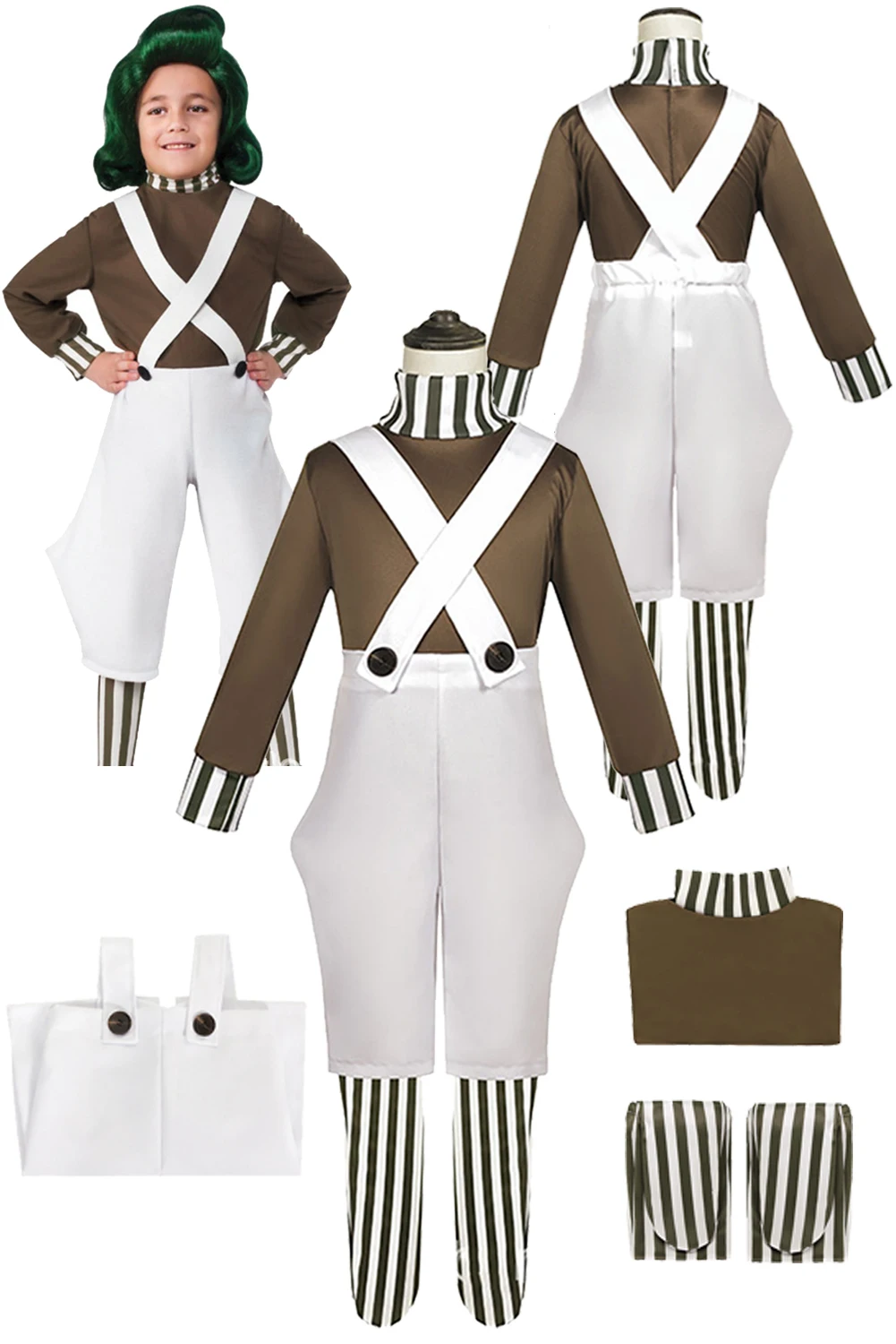 

Kids Oompa Cosplay Boys Fantasy Movie Chocolate Factory Costume Disguise Child Roleplay Fantasia Outfits Children Halloween