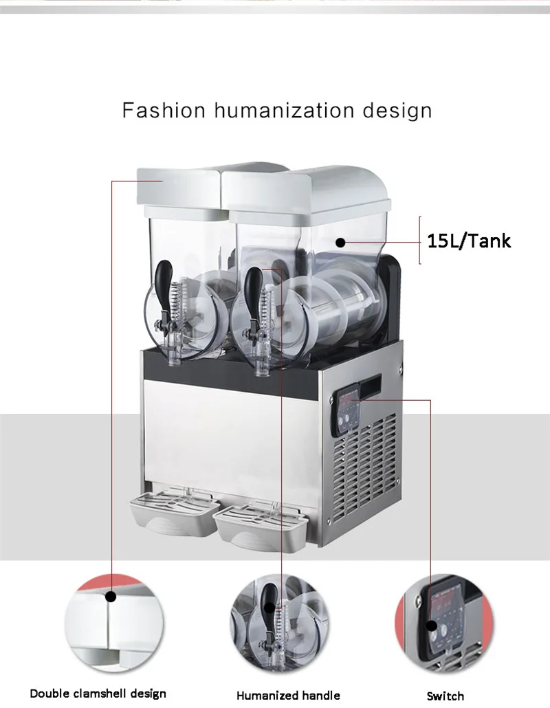 15L*2 Commercial Frozen Drink Machine Frozen Drink Maker Slush Machine Slush Machine Beverage Margarita Granita Smoothie Machine 3