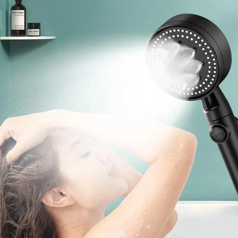Rain Shower Head High Pressure 6modes Adjustable Bathing Sprayer Handheld Shower Head Bathroom Accessories Shower Parts