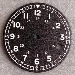 Vintage 29mm Black Olive Green Pilot Field Watch Dial with Luminous Hands and Date Window (Black A)