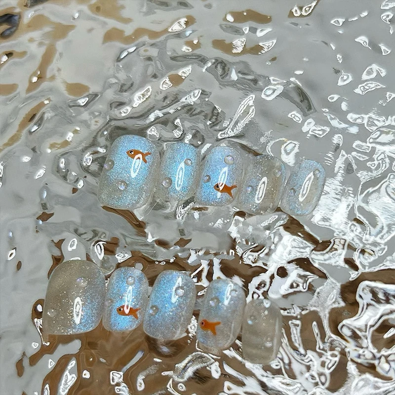 1Box Ocean Blue Tears Cat Magnetic Nail Powder Aurora Glass Crystal Glitter Dust Magnetic Shining Pigment Manicure Decorta DIY