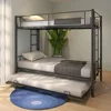 Twin Over Twin Metal Bunk Bed Trundle Frame with 2 Side Ladders Convertible Bunkbed Safety Guard Rails,No Box Spring Needed 1