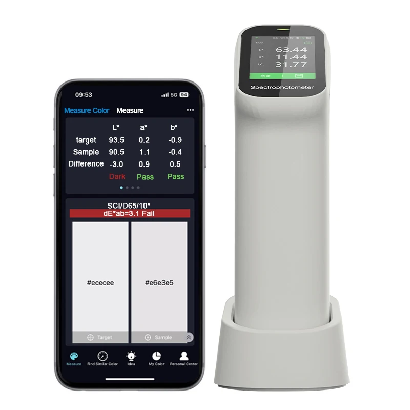 Portable Colorimeter for Measuring dE*ab LAB Touch Screen Operation for Painting Printing Plastic and Textile Quality Inspection