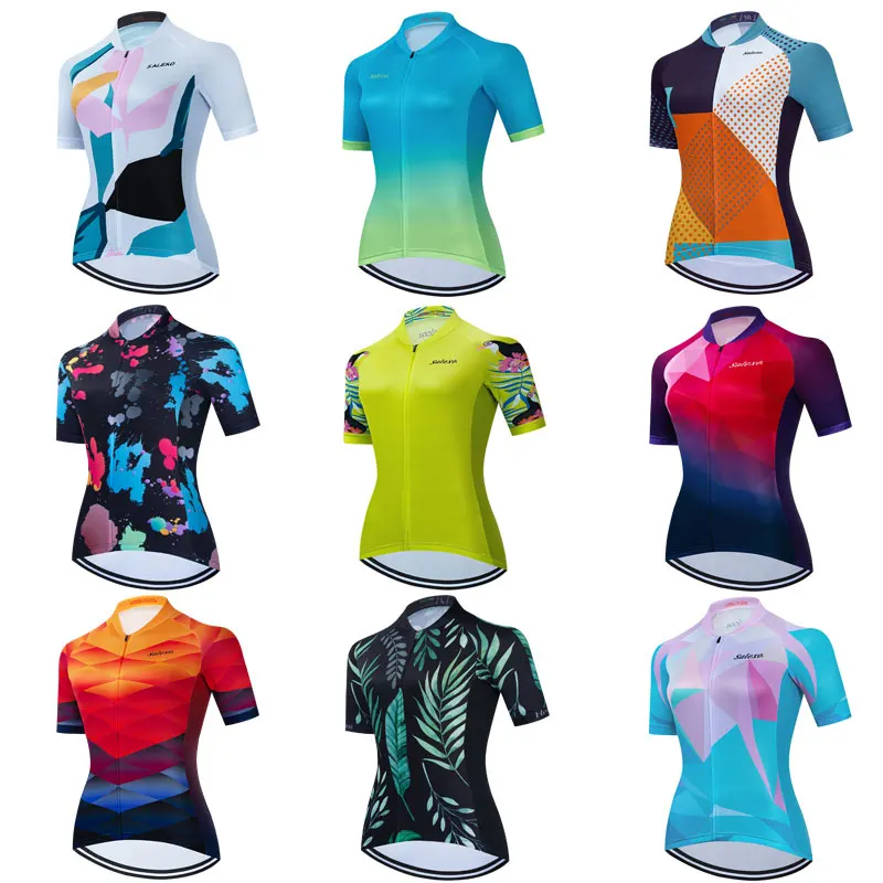 New Fashion Cycling Jersey Women Mountain Bike Uniforms Team MTB Bicycle Clothing Short Sleeve Wear Cycling Jersey Summer Shirt
