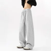 American High Street Style Men's Casual Pants Drapey Wide Leg Loose Fit Sports Trousers Large Size Knife Edge Design