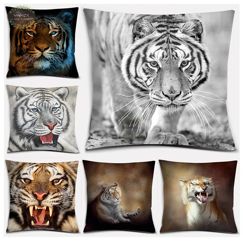 

Tiger Lion Series Animal Pillow Case Peach Skin Pattern Gifts Home Office Decorative Pillowcases Bedroom Sofa Car Cushion Cover