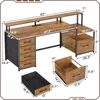Home Office Desk with File Drawer & Power Outlet, 66'' Computer Desk with 5 Drawer, Storage Shelves, Printer Cabinet 6