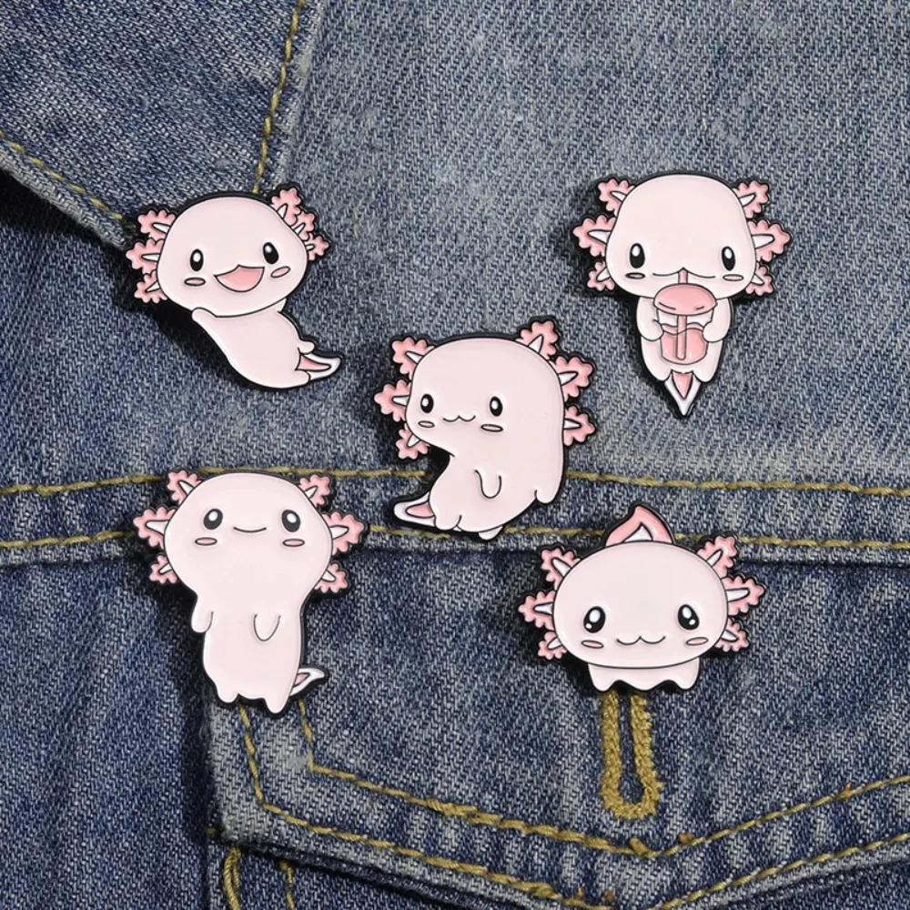 Spilla Salamander Pins Cartoon Drago Esagonale Carino Axolotl Spilla Cute Pink Cartoon Salamander Pins Regalo Di Compleanno
