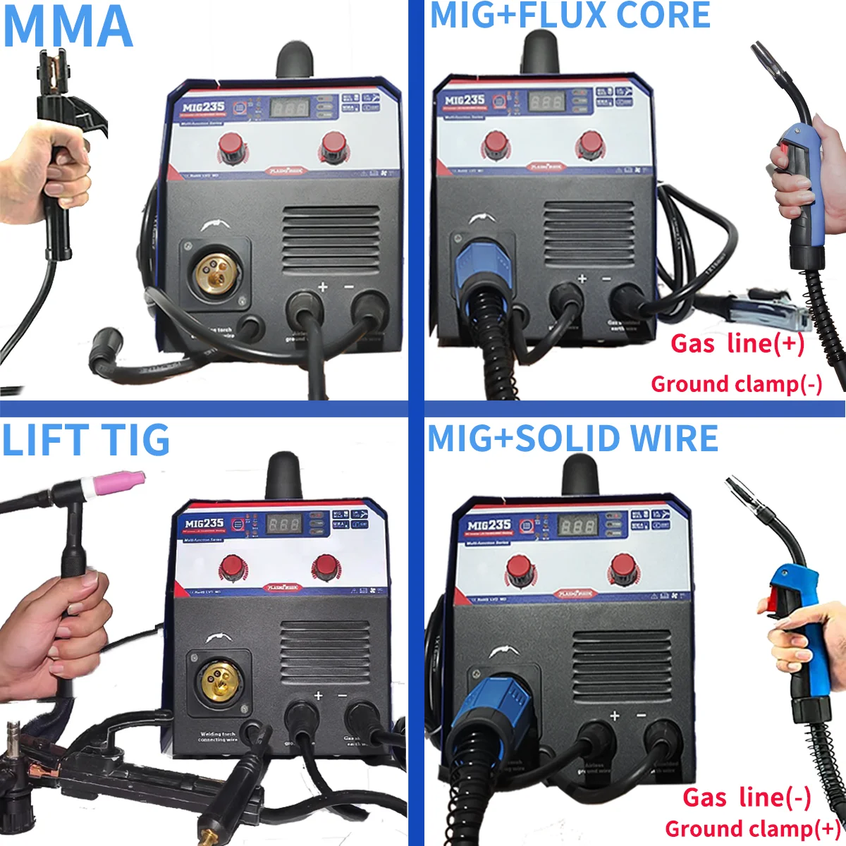 Plasmargon Mig Welder Semi-Automatic  Welding Machine 4 in 1 MIG/LIFT TIG/MMA  IGBT Inverter MIG welder Gas Gasless MIG Welding 5