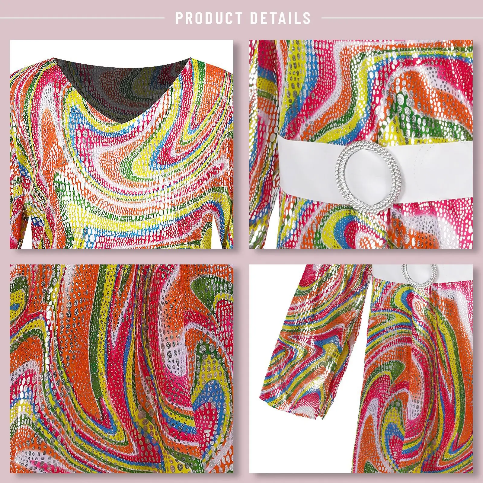 Girls' Retro Hippie Costumes Children's Disco Stage Performance Costumes Halloween Party Acting Costumes ﻿