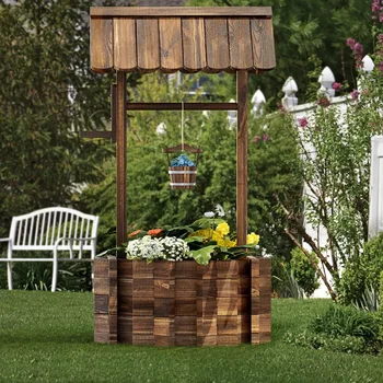 Aoxun Outdoor Wooden Wishing Well 1