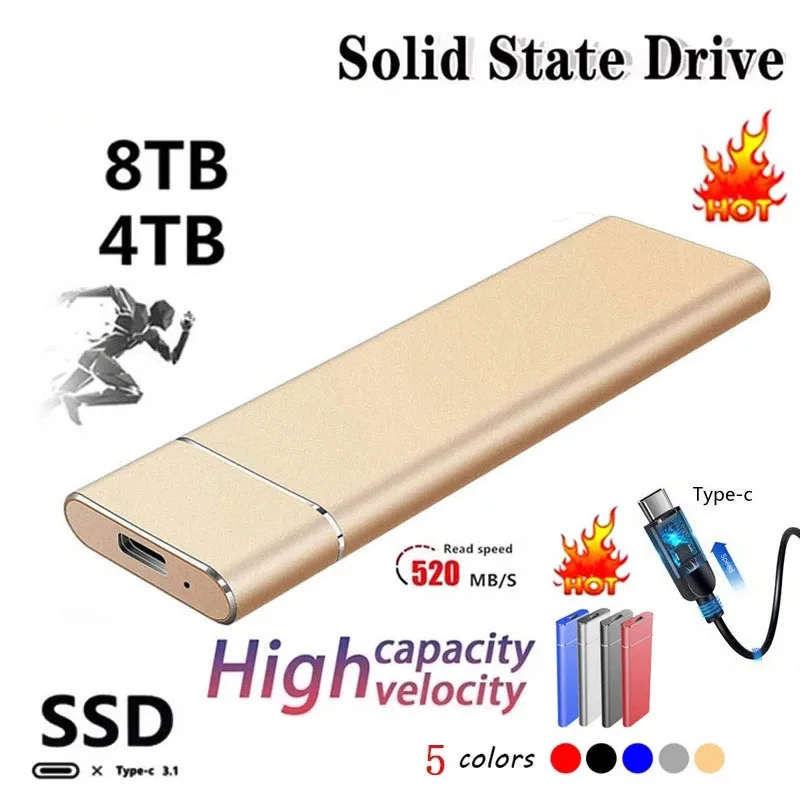 

Mobile Hard Disk Type C SSD hd 8TB 2TB USB3.1 Portable Shockproof Aluminum Alloy Solid State Drive Transmission Speed hd externo