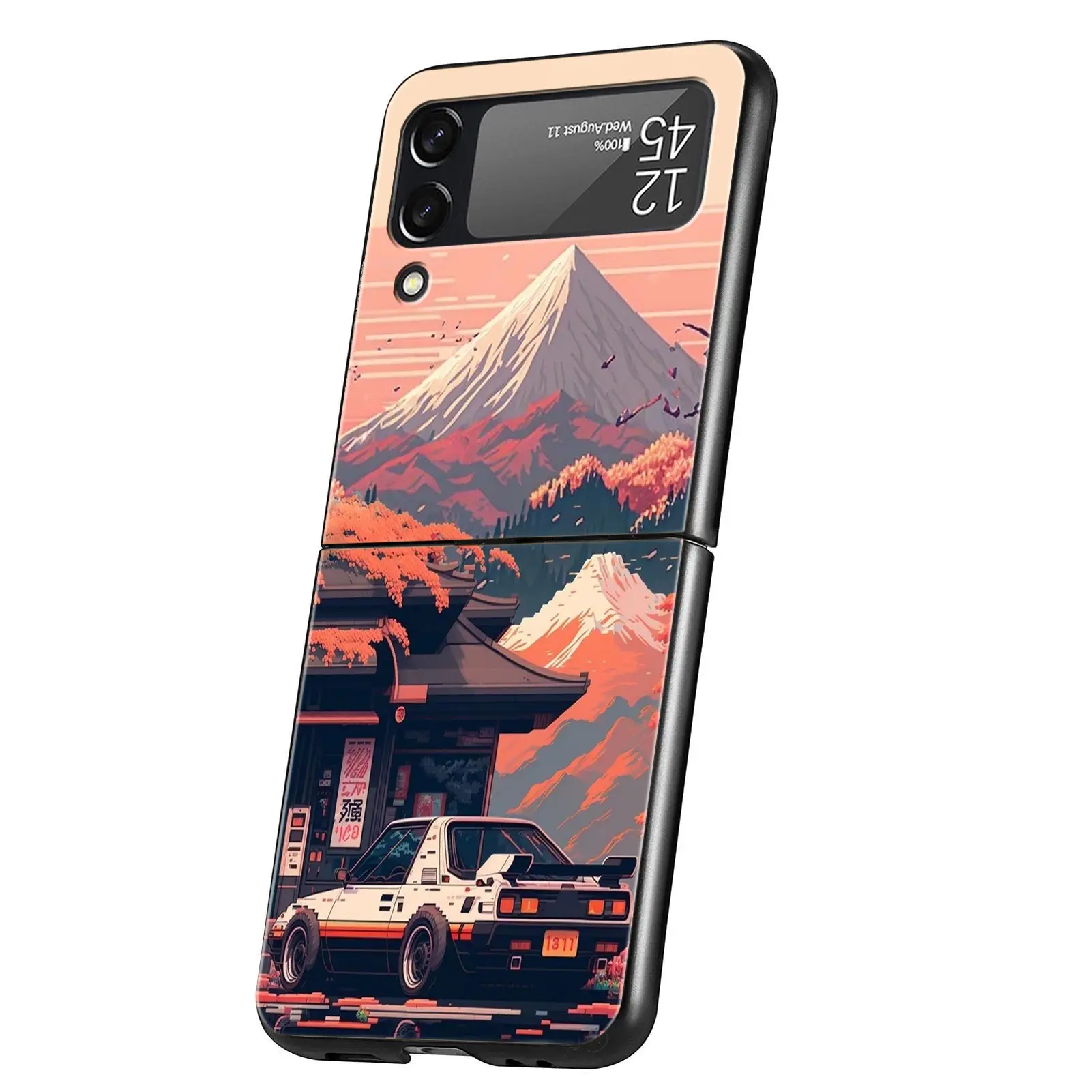 JDM Tokyo Drift Sports Car Black Folding Phone Case