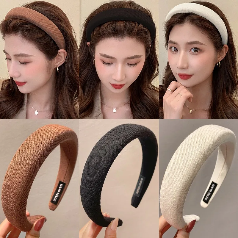 Hair Bands for Women Korean Style Wide-brimmed Sponge White