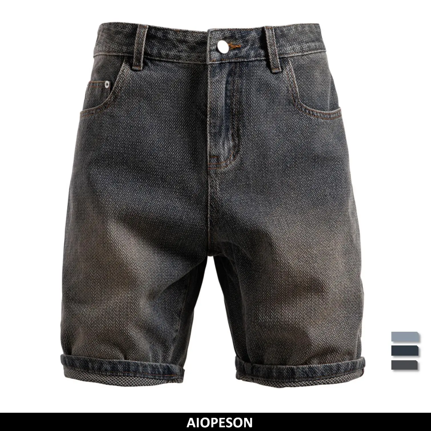 AIOPESON ST0018 Summer Retro Casual Denim Shorts Slim Fit