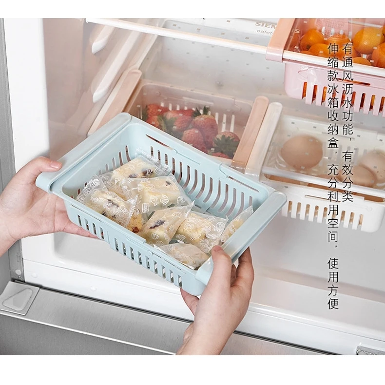 1Pcs Refrigerator Plastic Storage Basket Drawer Storage Basket Kitchen Drain Debris