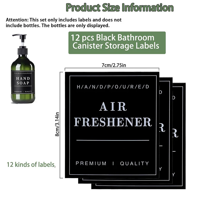 Soap Dispenser Bathroom Labels Sticker Set 12 Pcs Soap Dispenser Waterproof Labels Bathroom Jar Storage Label Shower Shampoo Lotion Conditioner Bottle Stickers