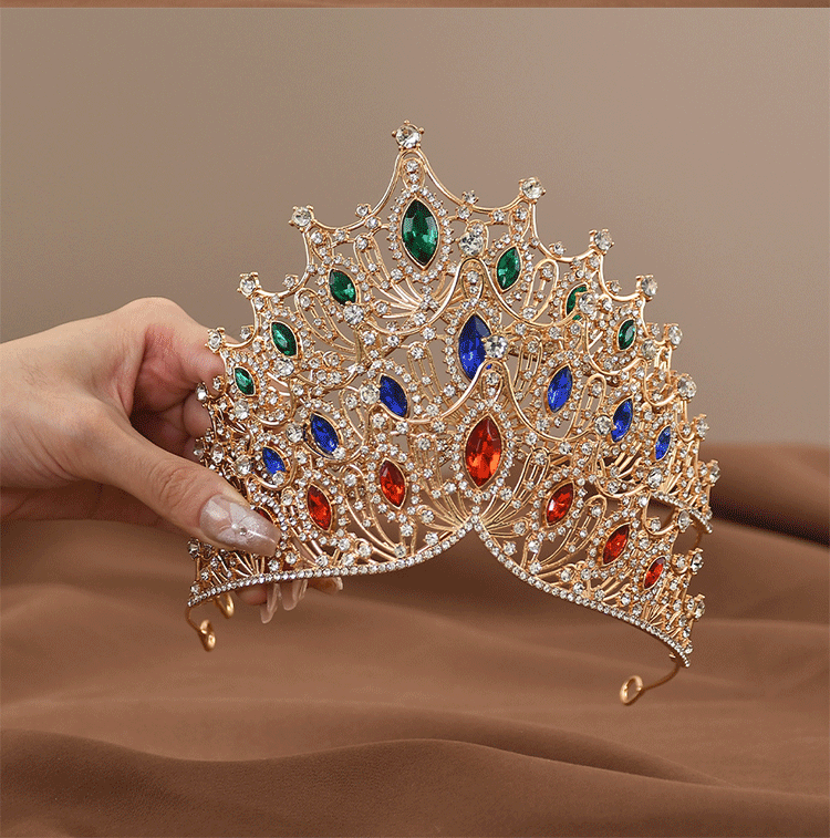 Coroncina Corona Principessa Corona di Sposa Tiara Corona da Sposa Strass Diadema Barocco Donna Coroncina Sposa per Matrimoni, Balli di Fine Anno, Feste Principesse, Feste di Compleanno, Oro